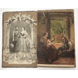 A large Victorian scrapbook with large colour pictures of famous paintings