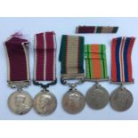 A Geo. VI Meritorious Service Medal, Geo. V Long Service Good Conduct Medal and India General