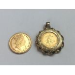Queen Elizabeth II Isle of Man 1/10 0unce gold coin, obv decimal portrait, rv Angel, weight 3.39g,