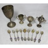 A set of six silver and enamel 'shooting spoons' each enamelled 'Bhusaval' (the site of India's