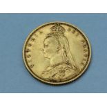 Queen Victoria half sovereign, 1892, obv Old head, rv shield, weight 3.97g, Condition VF.