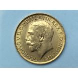 George V Sovereign, 1911, bare head L obv, Geo. & Drag rev, 8.00g, VF+