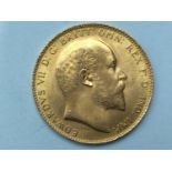 Edward VII Sovereign, 1907, bare head R obv, Geo. & Drag rev, 8.00g, aVF