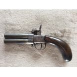 A 19th century percussion box-lock turnover pistol, by Bland & Sons, London, with 3" swivelling '