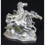 Silvio Ottaviani. Three galloping horses, loaded silver gilt composition with yellow enamel, 22cm