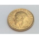King George V sovereign, 1912, obv bare head, rv George & Dragon, weight 8.0g, condition F.
