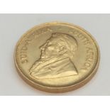South African Kruggerand, 1974, 1 ounce fine gold, condition Good.