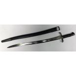 A British 1856 pattern bayonet, the 58cm Yataghan shaped fullered blade stamped to the ricasso