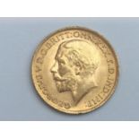 King George V sovereign, 1913, obv bare head, rv George & Dragon, weight 8.0g, condition VF.