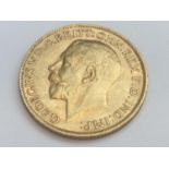 King George V sovereign, 1912, obv bare head, rv George & Dragon, weight 8.0g, condition F.