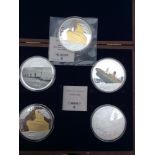 Five large collectors tribute medallions commemorating The 100th Anniversary of The Titanic, large