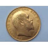 Edward VII Sovereign, 1906, bare head R obv, Geo. & Drag rev, 7.99g, aVF