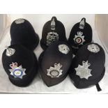 Six various Police Custodian (Bobby) helmets, five with chrome plates to Humberside Police, Avon &