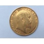 Edward VII Sovereign, 1907, bare head R obv, Geo. & Drag rev, 7.99g, F