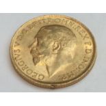 King George V sovereign, 1913, obv bare head, rv George & Dragon, weight 8.0g, condition VF.