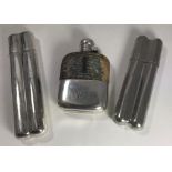 A silver-plated Dunhill combined cigar case and hip flask, together with another larger, unmarked