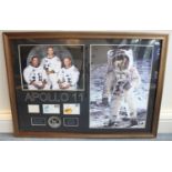 An Apollo 11 Moon Landing signed montage, comprising the autographs of Neil Armstrong, Buzz Aldrin