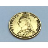 Queen Victoria half sovereign, 1887, obv Jubilee bust, rv shield, condition Fine.