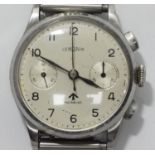 An unusual mid-20th century gents stainless steel Lemania chronograph wristwatch, possibly a 15 TL