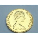 Queen Elizabeth II Isle of Man half sovereign, 1973, obv decimal portrait, rv Norse warrior on