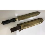 Siebe Gorman & Co. diver's knife, with turned ebony handle, 18.5cm double edged blade and brass