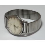 A gents Longines wristwatch, the silvered dial with batons denoting hours and subsidiary seconds
