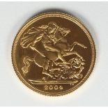 A 2004 22ct gold sovereign, gross weight approximately 8.1g, in plastic capsule