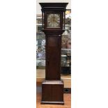 A mahogany longcase clock by Lomas Poolton, eight day movement, the hood with shaped cornice and