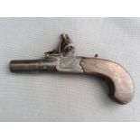 A late 18th / early 19th century flint box-lock muff pistol, with 1 and 5/8 inch twist-off steel