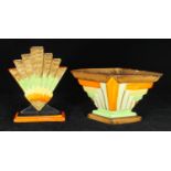 Two assorted Myott. Son & Co Art Deco pottery vases including a diamond example painted in brown,