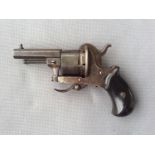 A 19th century Belgium Lefaucheux 'type' six-shot pin-fire pocket revolver, with 2-inch octagonal