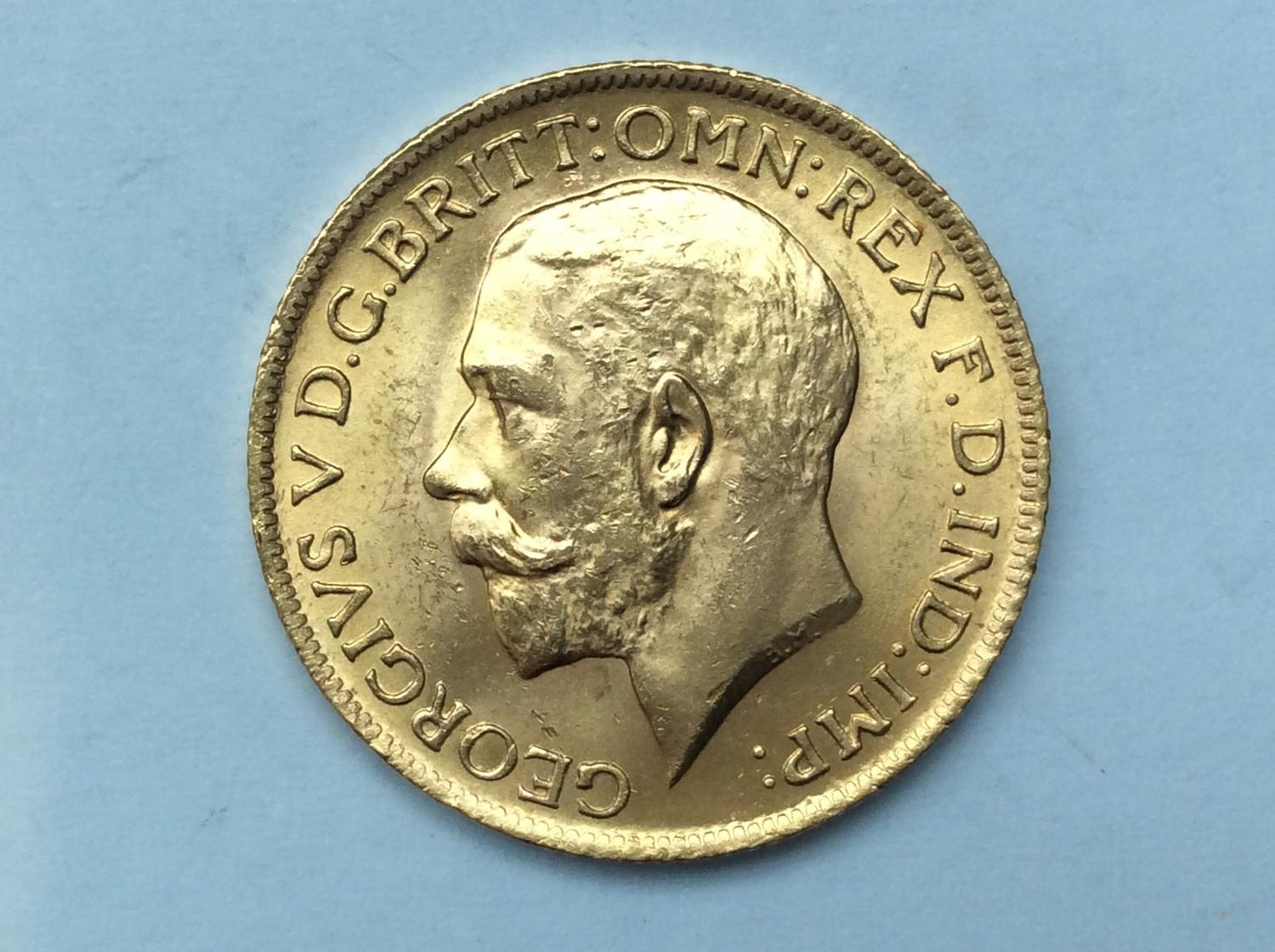 George V Sovereign, 1911, bare head L obv, Geo. & Drag rev, 8.00g, VF+