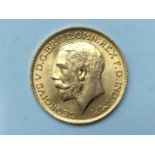 George V Sovereign, 1911, bare head L obv, Geo. & Drag rev, 8.00g, VF+