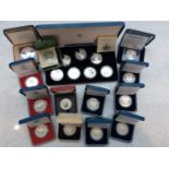 Twenty-one various Silver Proof Struck Commemorative Crowns, all boxed all but two with