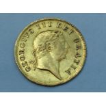 George III half guinea, 1804, obv laurel head, rv shield in garter, weight 4.19g, condition VF.