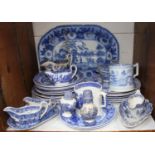 SECTION 31. A quantity of blue and white ceramics including a meat platter, plates, jugs, dishes and