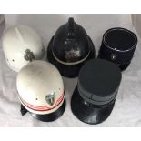 A French Police motorcycle helmet, together with a Royal Berkshire Fire Brigade black helmet by