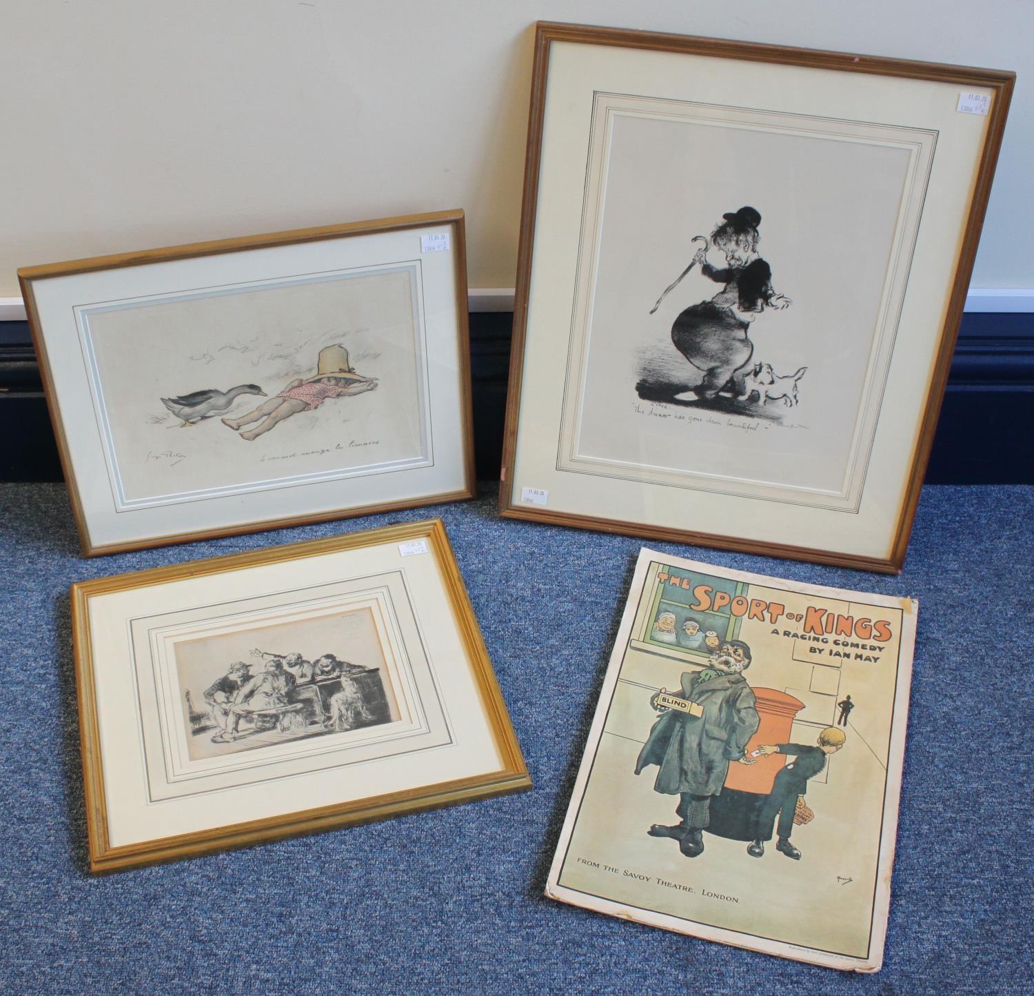 Edmund Blampied, two monochrome prints, one signed in pencil, together with print after Reson 'Le