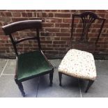 A William IV standard dining chair with green upholstered drop in seat, together with another