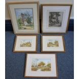 Andrew Findlay, three Jersey landscape studies of cottages, signed, w/c, largest 17x26cm, Jo