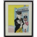 William (Bill) Mevin, Original comic illustration of DR Who played by William Hartnell, signed,