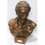 Ivor Novello, early/mid 20th portrait bust, patinated bronze, foundry mark Fiorini, London, 60cm