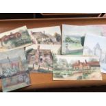 A.W. Higham (fl. early 20th century) Six assorted unframed watercolour and oil paintings, largely