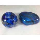 A Siddy Langley paperweight in iridescent blue and grey, signed and dated '2004' to the base,