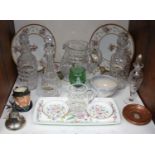 SECTION 31. Two Limoges cabinet plates, a Limoges shaped dish, three Minton 'Haddon Hall' trinket