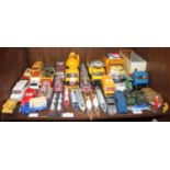 SECTIONS 41 & 42. Two shelves of toy cars in played with condition including Dinky, Corgi and