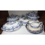 SECTION 15. Three various Booths tureens and covers, two various serving plates and two gravy boats,