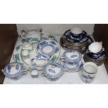 SECTION 8. A part set of Booths 'Scale Willow' pattern tea wares including three teacups, eight