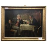 Alexander Austen (1859-1924) 'Intriguing News', interior scene depicting two men sat at a table