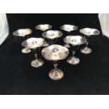 A set of eight continental .900 grade 'R.Suiza' silver sweetmeat cups/Bon-Bon dishes, each with
